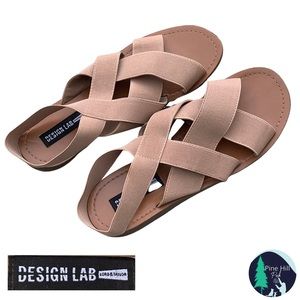 Lord & Taylor Design Lab Sandals Womens 8 Beige Flat Fabric Stretch Slingback